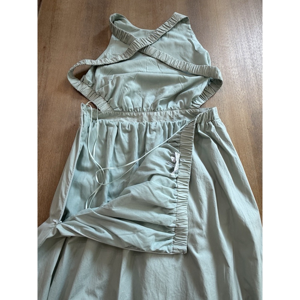 English Factory Backless Cotton Maxi Dress Large Light Sage Green - Picture 13 of 14